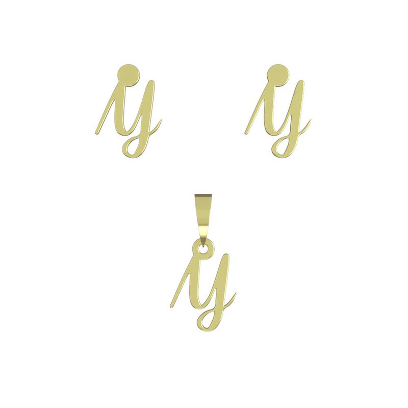 نیم ست طلا 18 عیار زنانه مدوپد مدل حرف y کد NA12313