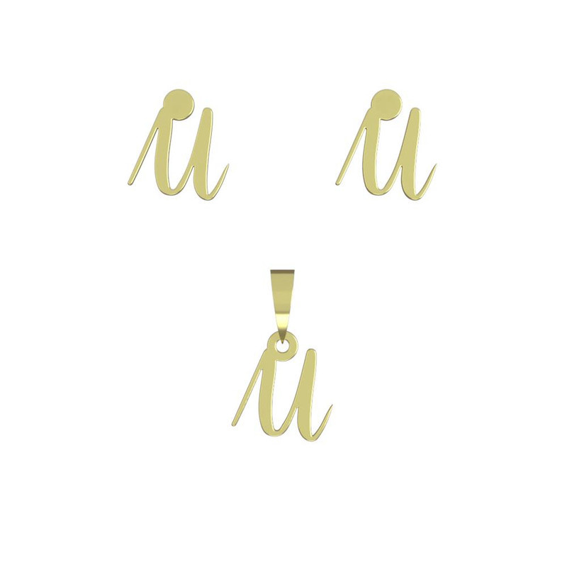 نیم ست طلا 18 عیار زنانه مدوپد مدل حرف u کد NA12314