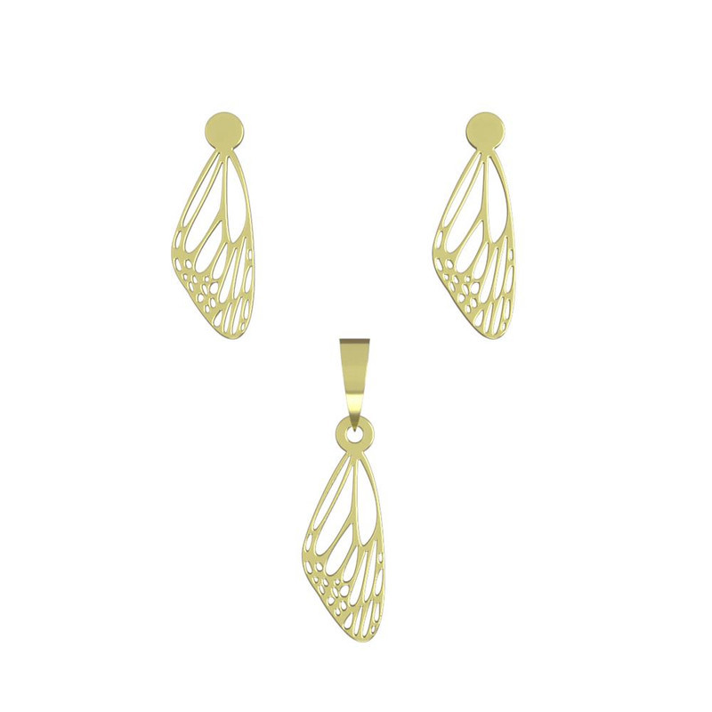 نیم ست طلا 18 عیار زنانه مدوپد مدل بال پروانه کد NA12361