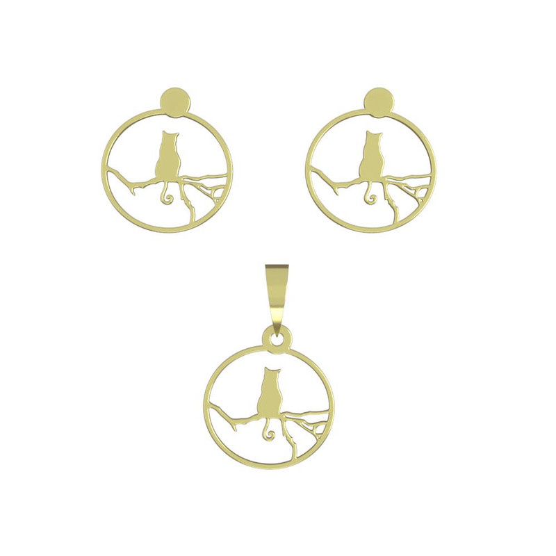 نیم ست طلا 18 عیار زنانه مدوپد مدل گربه کد NA12444