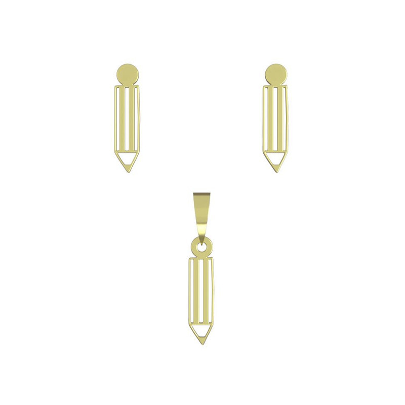 نیم ست طلا 18 عیار زنانه مدوپد مدل مداد کد NA12521