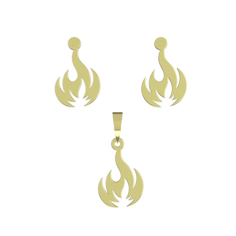 نیم ست طلا 18 عیار زنانه مدوپد مدل آتش کد NA12530