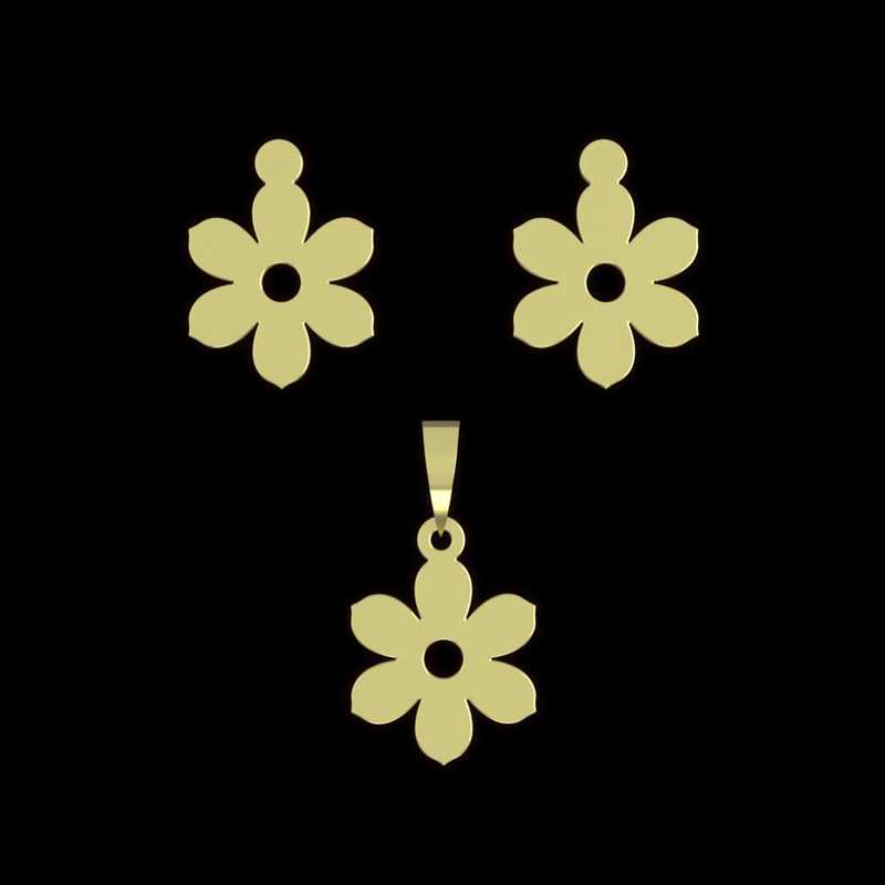 نیم ست طلا 18 عیار زنانه مدوپد مدل گل کد NA12531