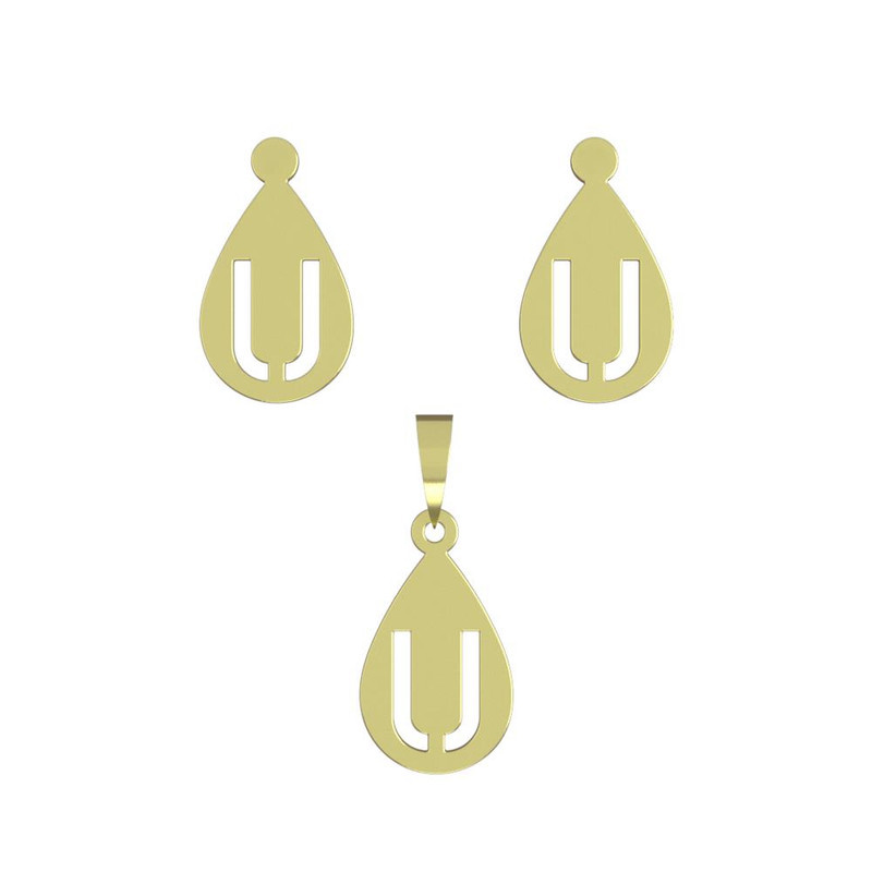 نیم ست طلا 18 عیار زنانه مدوپد مدل حرف u کد NA12536