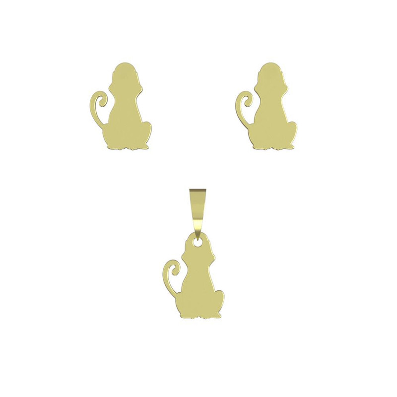 نیم ست طلا 18 عیار زنانه مدوپد مدل گربه کد NA12543