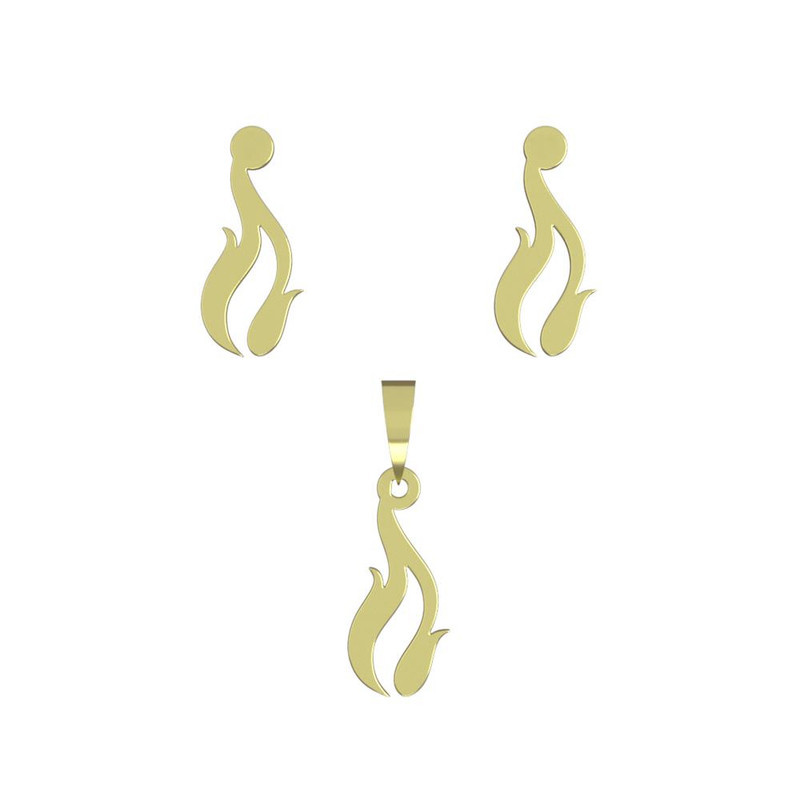 نیم ست طلا 18 عیار زنانه مدوپد مدل آتش کد NA12548