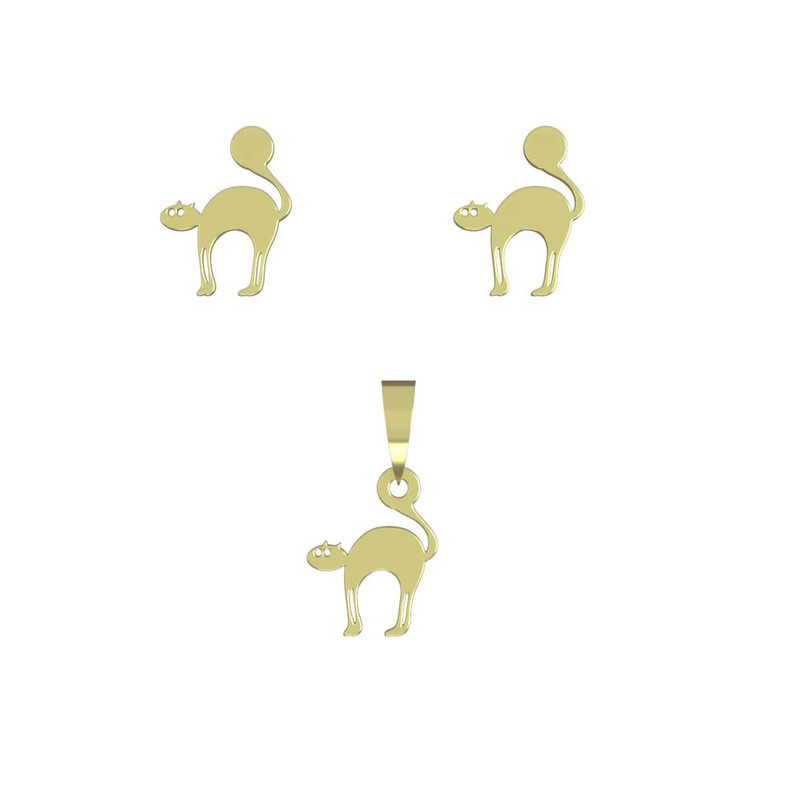 نیم ست طلا 18 عیار زنانه مدوپد مدل گربه کد NA12561