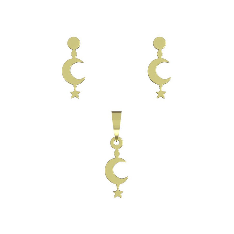 نیم ست طلا 18 عیار زنانه مدوپد مدل ماه و ستاره کد NA12580