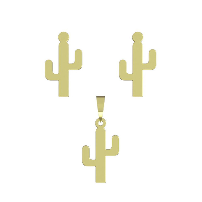 نیم ست طلا 18 عیار زنانه مدوپد مدل کاکتوس کد NA12749