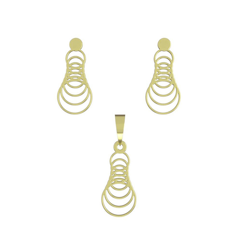 نیم ست طلا 18 عیار زنانه مدوپد مدل حلقه دایره کد NA12750