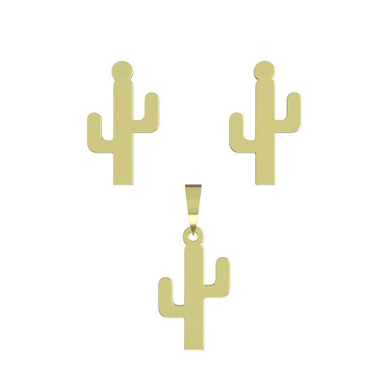 نیم ست طلا 18 عیار زنانه مدوپد مدل کاکتوس کد NA12768