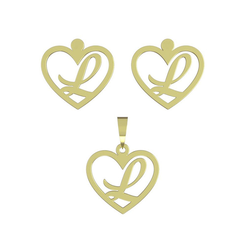 نیم ست طلا 18 عیار زنانه مدوپد مدل حرف L کد NA12842