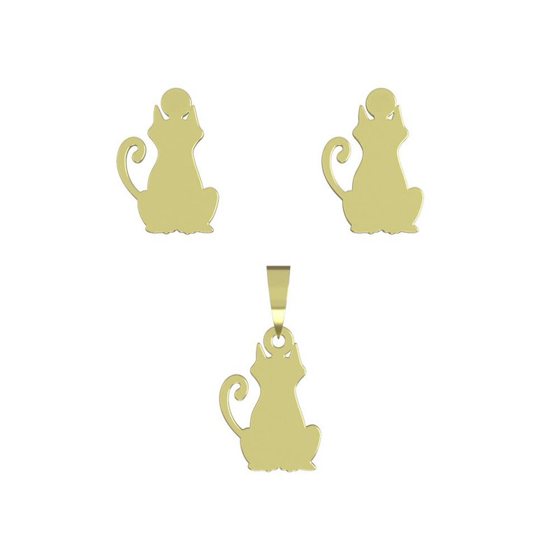 نیم ست طلا 18 عیار زنانه مدوپد مدل گربه کد NA12905