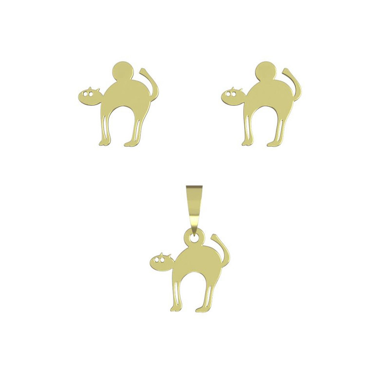 نیم ست طلا 18 عیار زنانه مدوپد مدل گربه کد NA12944