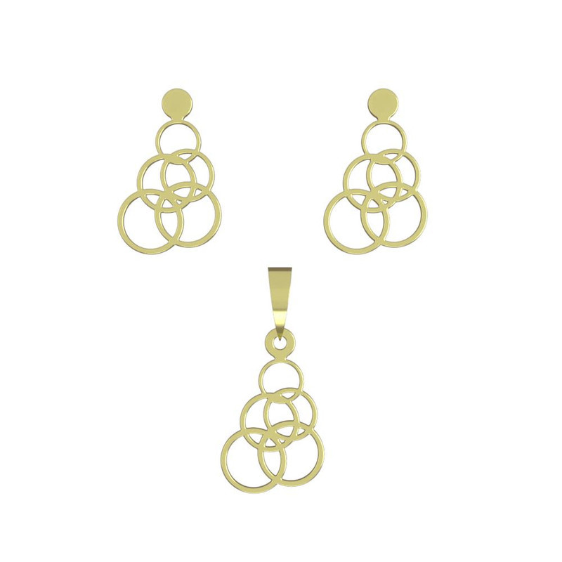 نیم ست طلا 18 عیار زنانه مدوپد مدل حلقه دایره کد NA13019