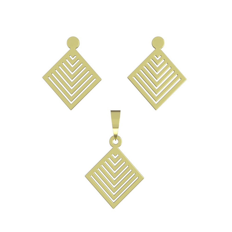 نیم ست طلا 18 عیار زنانه مدوپد مدل لوزی کد NA13037