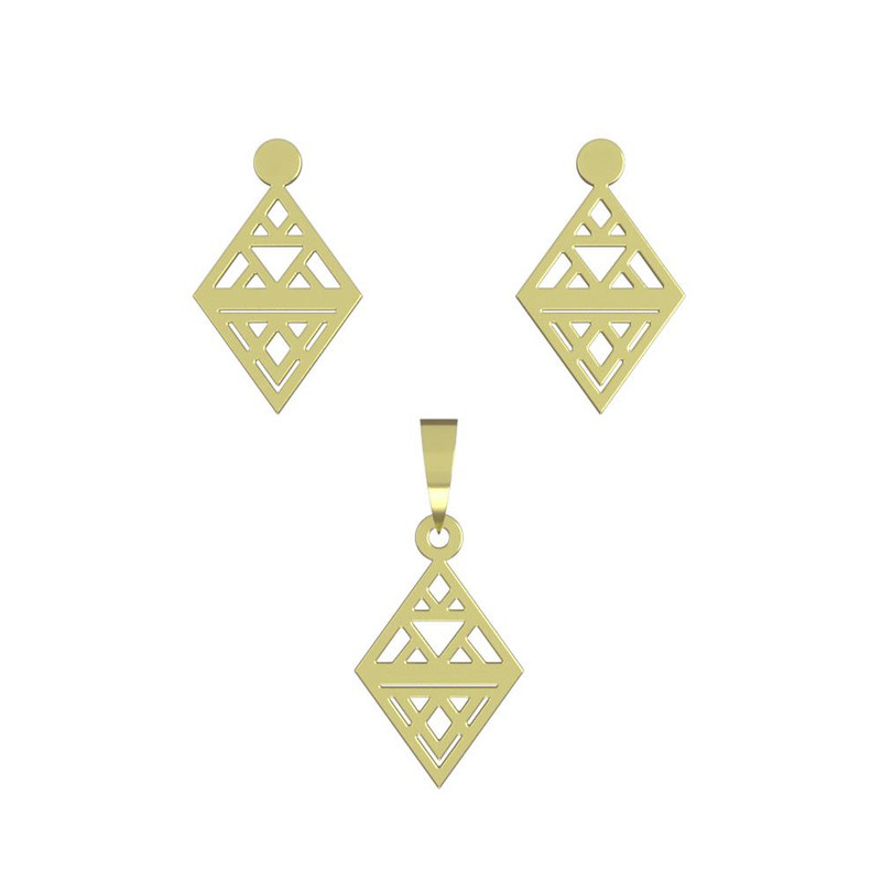 نیم ست طلا 18 عیار زنانه مدوپد مدل لوزی کد NA13121