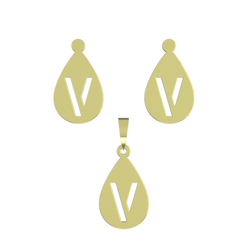 نیم ست طلا 18 عیار زنانه مدوپد مدل حرف v کد NA13140