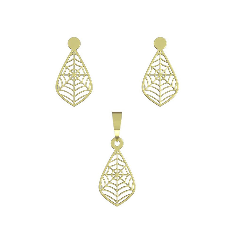 نیم ست طلا 18 عیار زنانه مدوپد مدل تارعنکبوت کد NA13474