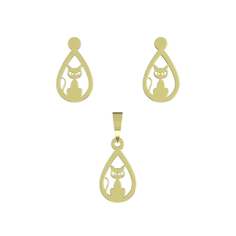 نیم ست طلا 18 عیار زنانه مدوپد مدل گربه کد NA13663