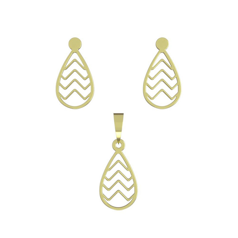 نیم ست طلا 18 عیار زنانه مدوپد مدل مستطیل کد NA13856