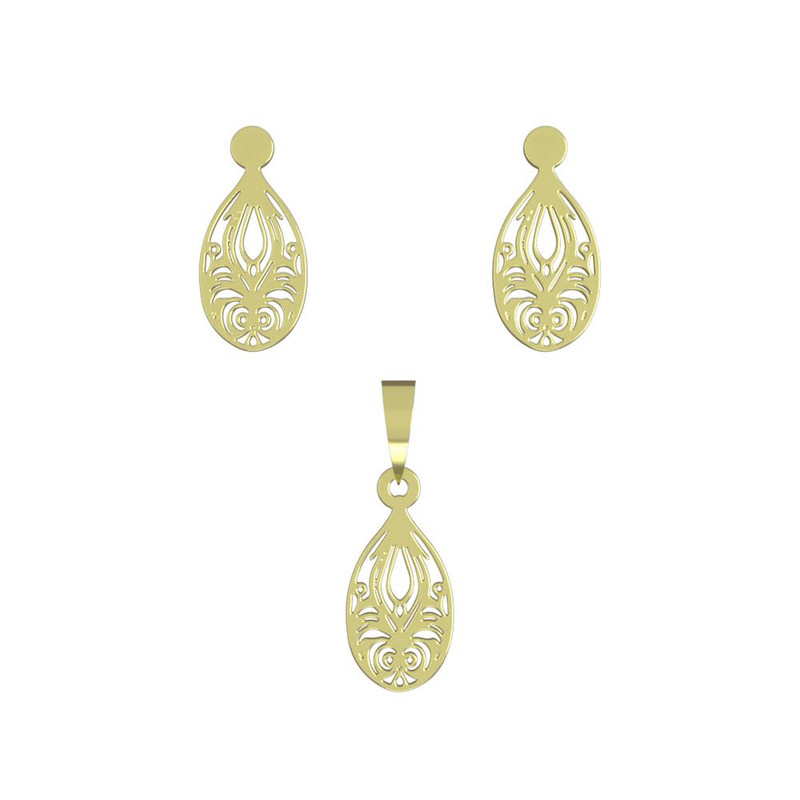 نیم ست طلا 18 عیار زنانه مدوپد مدل هندسی کد NA14016