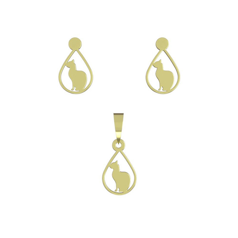 نیم ست طلا 18 عیار زنانه مدوپد مدل گربه کد NA14011