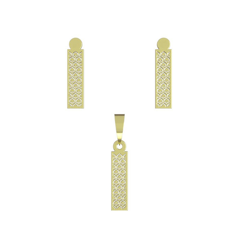 نیم ست طلا 18 عیار زنانه مدوپد مدل مستطیل کد NA14098