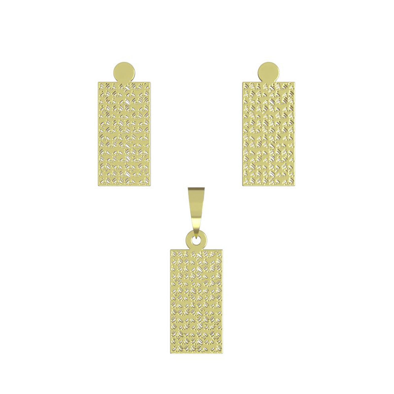 نیم ست طلا 18 عیار زنانه مدوپد مدل مستطیل کد NA14214