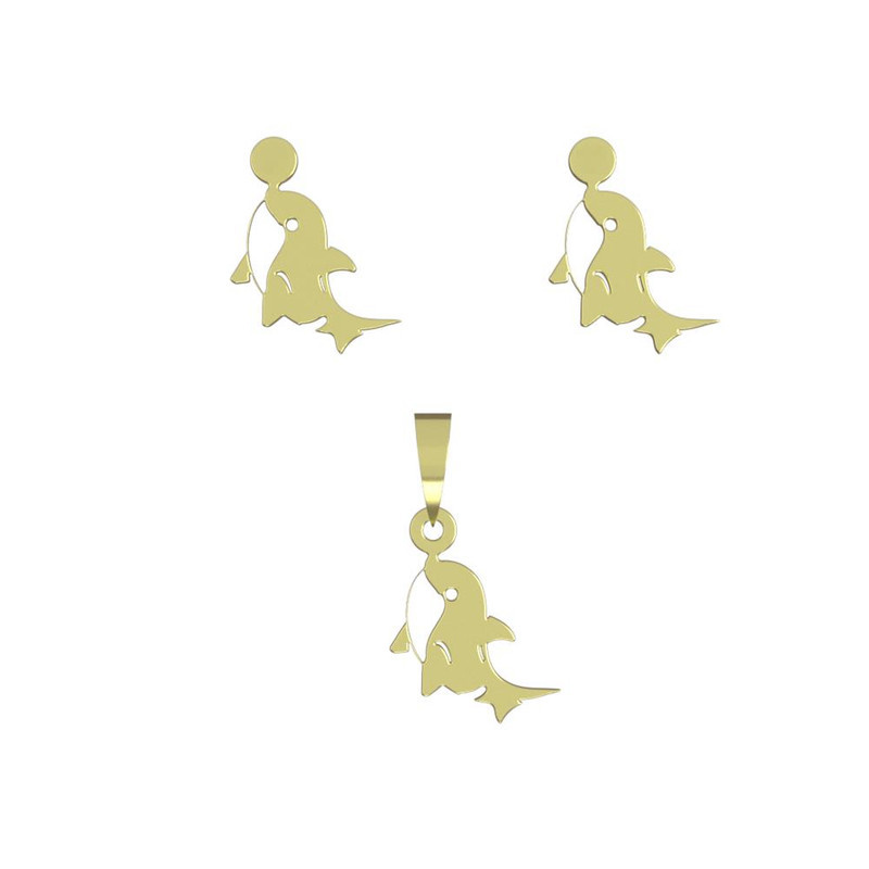 نیم ست طلا 18 عیار زنانه مدوپد مدل دلفین کد NA14431