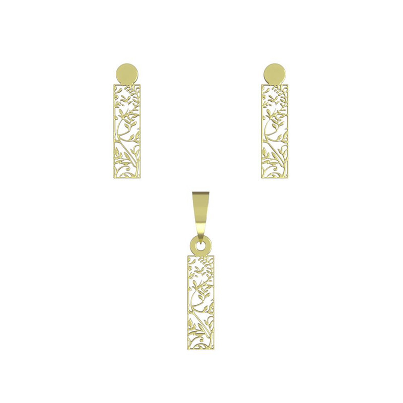 نیم ست طلا 18 عیار زنانه مدوپد مدل مستطیل کد NA14462