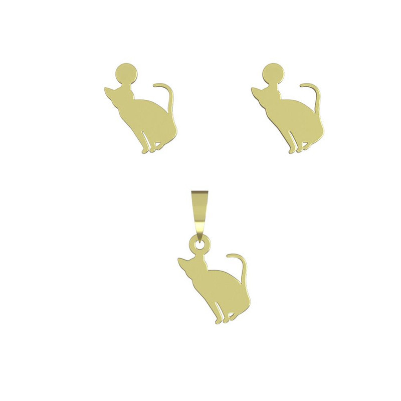 نیم ست طلا 18 عیار زنانه مدوپد مدل گربه کد NA14674 نیم ست طلا 18 عیار زنانه مدوپد مدل گربه کد NA14674