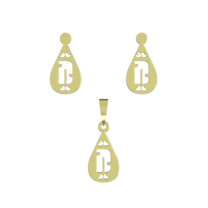 نیم ست طلا 18 عیار زنانه مدوپد مدل D حرف کد NA14740