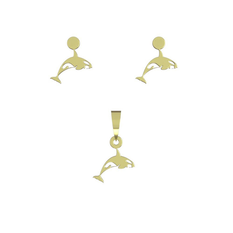 نیم ست طلا 18 عیار زنانه مدوپد مدل دلفین کد NA14832