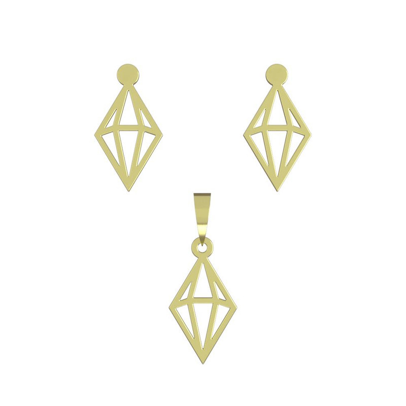 نیم ست طلا 18 عیار زنانه مدوپد مدل لوزی کد NA14941