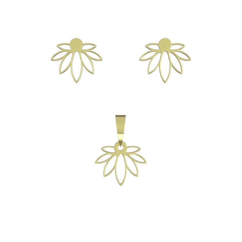 نیم ست طلا 18 عیار زنانه مدوپد مدل برگ کد NA15224