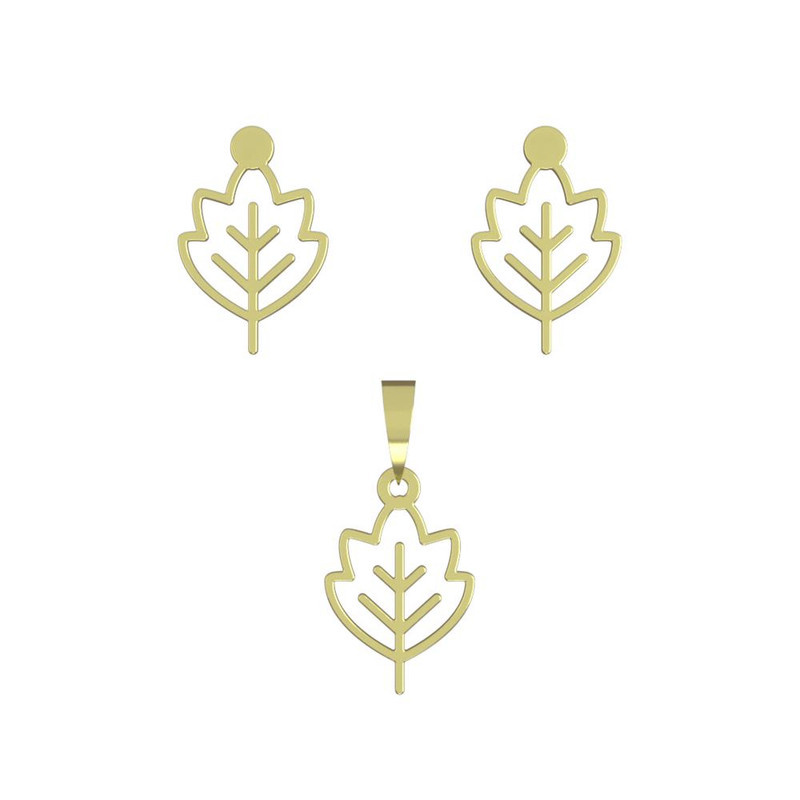 نیم ست طلا 18 عیار زنانه مدوپد مدل برگ کد NA15739