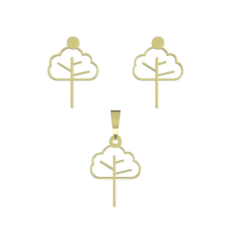 نیم ست طلا 18 عیار زنانه مدوپد مدل درخت کد NA15743