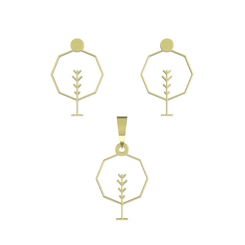 نیم ست طلا 18 عیار زنانه مدوپد مدل درخت کد NA15763