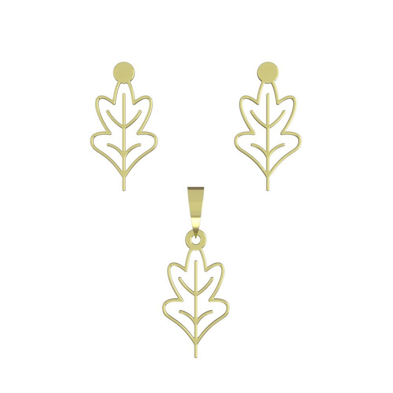 نیم ست طلا 18 عیار زنانه مدوپد مدل برگ کد NA15863