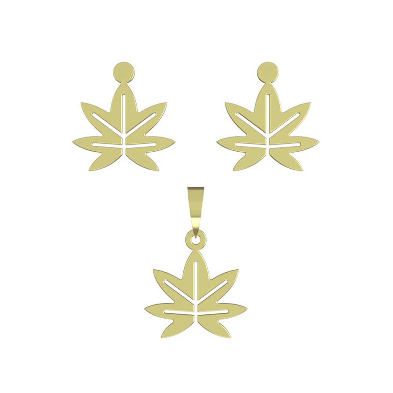 نیم ست طلا 18 عیار زنانه مدوپد مدل برگ کد NA15864