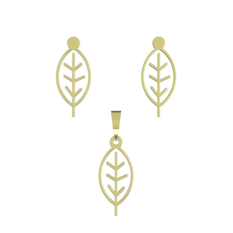 نیم ست طلا 18 عیار زنانه مدوپد مدل برگ کد NA15868