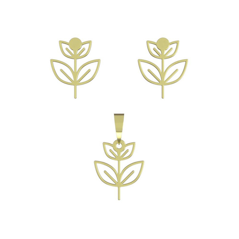 نیم ست طلا 18 عیار زنانه مدوپد مدل برگ کد NA15986