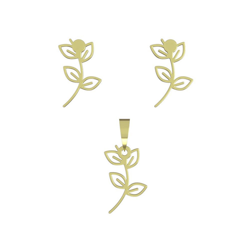 نیم ست طلا 18 عیار زنانه مدوپد مدل برگ کد NA15988