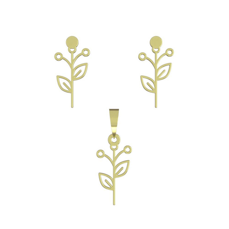 نیم ست طلا 18 عیار زنانه مدوپد مدل برگ کد NA15990