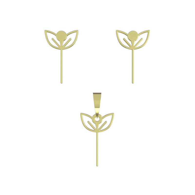 نیم ست طلا 18 عیار زنانه مدوپد مدل برگ کد NA15991