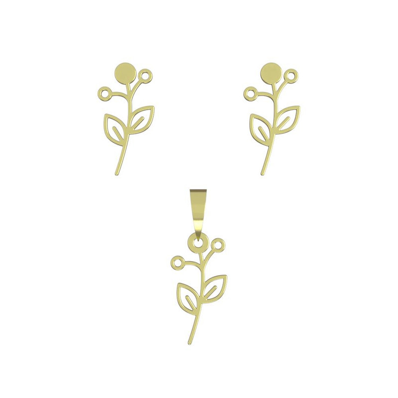 نیم ست طلا 18 عیار زنانه مدوپد مدل برگ کد NA15992