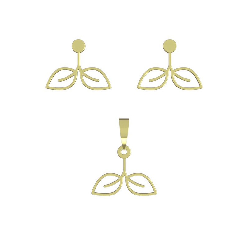 نیم ست طلا 18 عیار زنانه مدوپد مدل برگ کد NA16001