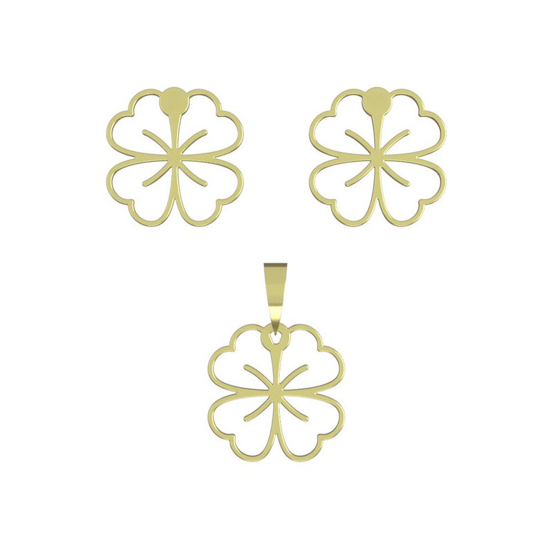 نیم ست طلا 18 عیار زنانه مدوپد مدل برگ کد NA16002