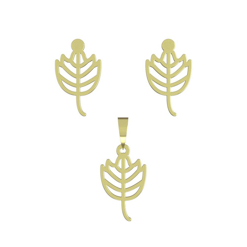 نیم ست طلا 18 عیار زنانه مدوپد مدل برگ کد NA16007